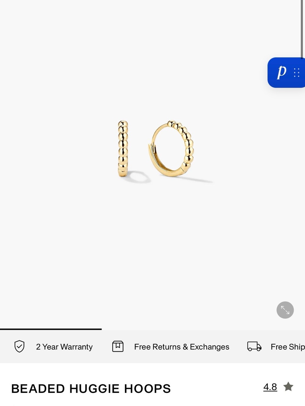 Mejuri Gold Beaded Huggie Hoops